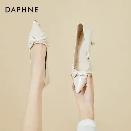 达芙妮高跟鞋女鞋尖头白色2022年新款夏季气质浅口配裙子夏天单鞋图片