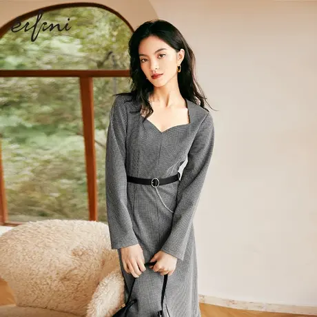 【👎直播限时秒杀】👏伊芙丽连衣裙冬装2021年新款女法式名媛风裙子图片