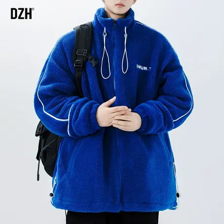 男生克莱因蓝羊羔绒棉服男款冬季加厚潮牌立领棉衣外套羊羔毛上衣图片