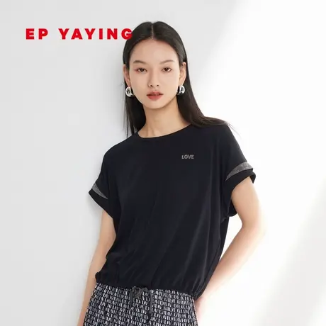 EP YAYING雅莹女装 运动风圆领抽绳短袖T恤 2023新款5402B图片