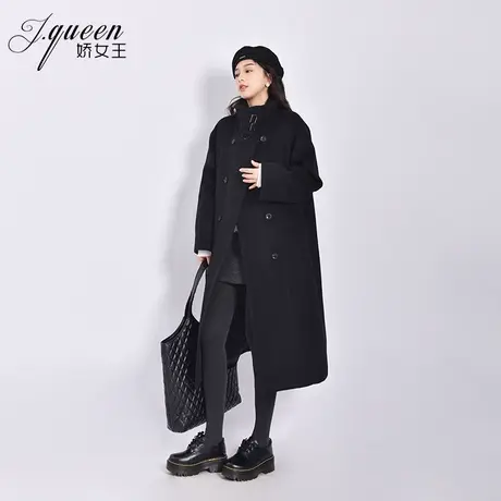 毛呢大衣女冬季新款加棉加厚气质宽松洋气毛立领中长款呢子外套图片