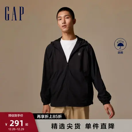 【断码优惠】Gap男装春秋LOGO尼龙防雨开襟外套连帽夹克770047图片