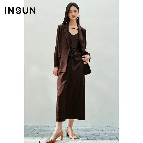 INSUN恩裳春美拉德提花真丝西装外套商品大图