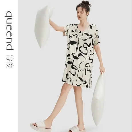 淳度超柔软短袖睡裙女夏2024新款高级感V领大码性感家居服睡衣裙商品大图