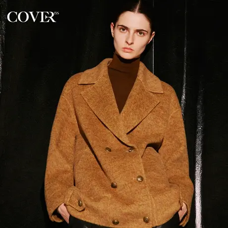 COVER2023冬季骆驼绒羊毛混纺毛呢外套商品大图