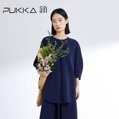 蒲PUKKA 2024早春新 简约圆领新结构T恤上衣图片