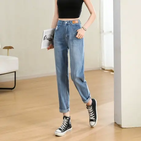 时尚气质百搭牛仔长裤2023年夏季新款女士简约通勤宽松显瘦直筒裤图片