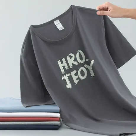 莫代尔冰丝t恤男士短袖夏季半袖凉感速干体恤潮流印花圆领上衣服图片