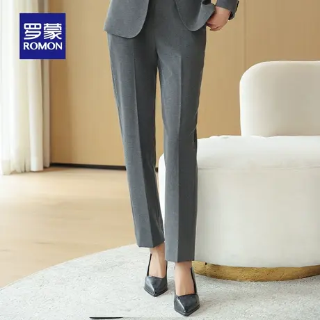 罗蒙女士简约西裤2024春季新款商务休闲职业裤高腰弹力舒适直筒裤商品大图