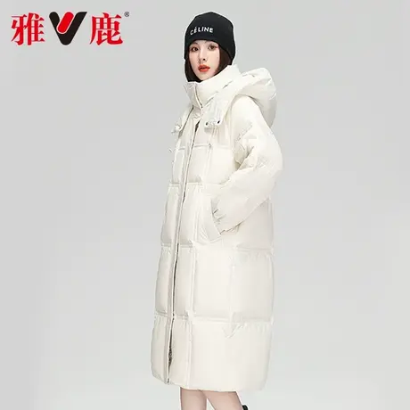 yaloo/雅鹿2024年新款中长款羽绒服可拆卸帽外套长款过膝保暖加厚图片