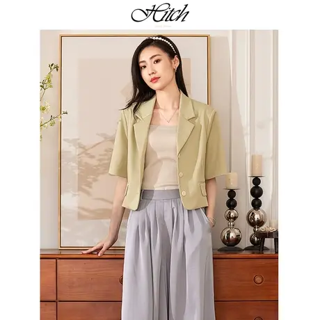 希区瑞普高端气质时尚小外套2023年夏季新款叠穿短袖显瘦纯色西装商品大图