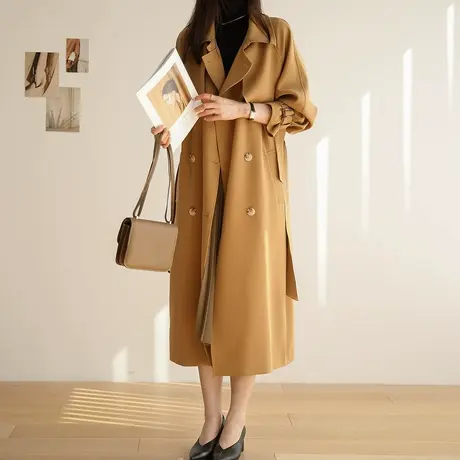 嘉茱莉风衣女2023年新款中长款韩版英伦风今年流行的气质外套春秋商品大图