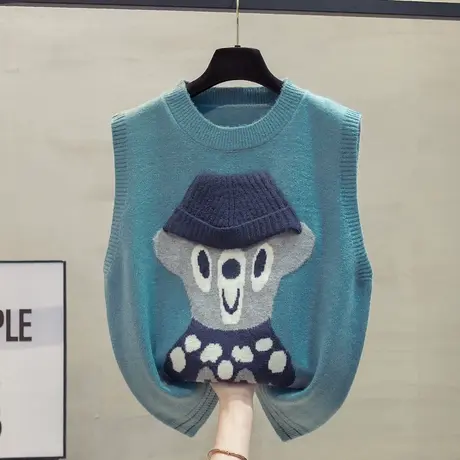 圆领针织马甲背心女女2023秋装新款宽松外穿马夹叠穿厚毛衣坎肩潮商品大图