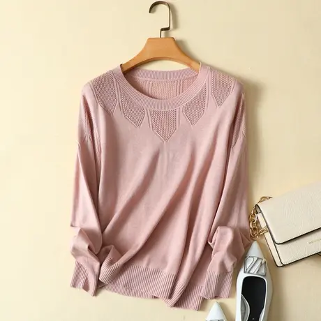 秋冬2023年新款韩版宽松圆领套头毛衣女针织长袖打底衫上衣毛线衣商品大图