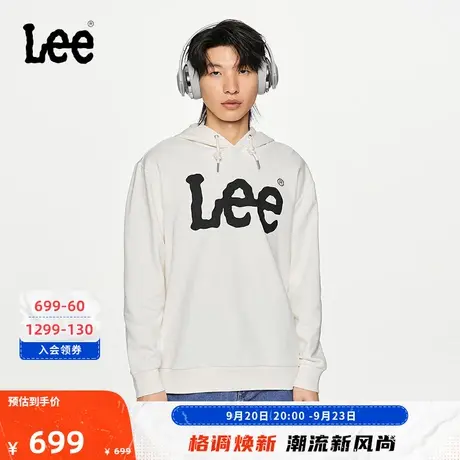 Lee商场同款23秋冬新品舒适版大logo印花男连帽卫衣LMT006776201图片
