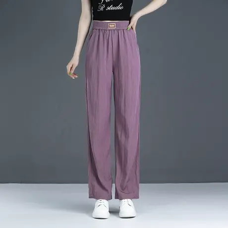 雪纺冰丝哈伦裤女夏季2023新款直筒窄版阔腿裤宽松休闲百搭凉凉裤商品大图