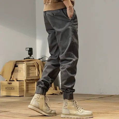 新款工装裤子男士帅气潮流百搭宽松哈伦束脚休闲男裤学生束脚裤男商品大图