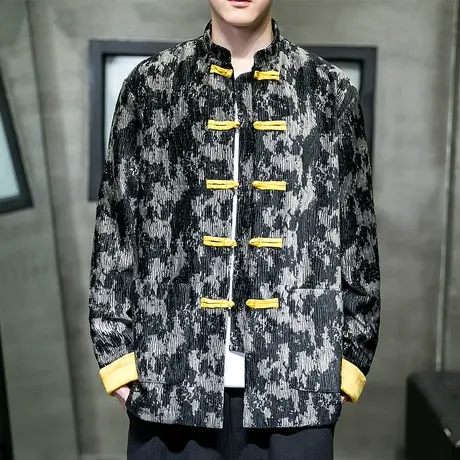 夹克外套盘扣唐装男士中国风休闲男装宽松汉服复古搭配一套中山装商品大图