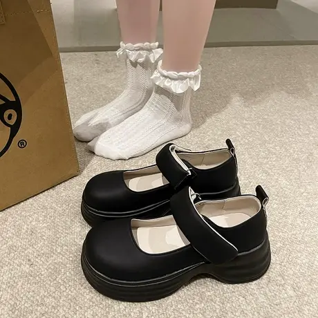 玛丽珍鞋女日系小皮鞋女英伦魔术贴配裙子2023新款夏季法式高跟鞋商品大图