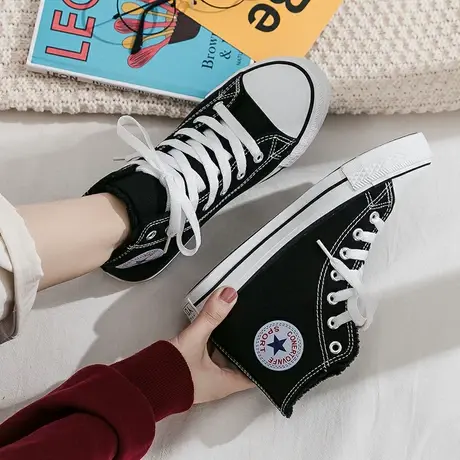 二棉鞋高帮帆布鞋女加绒保暖2020秋冬新款韩版百搭板鞋ins潮学生商品大图