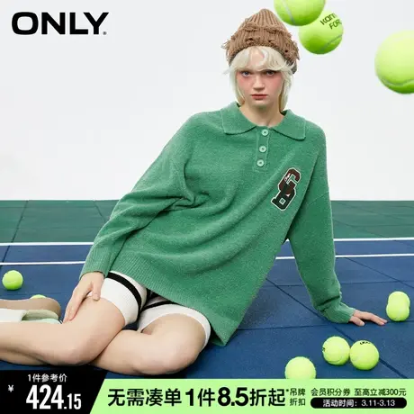 ONLY春秋POLO翻领设计宽松针织衫女【复古学院风系列】图片