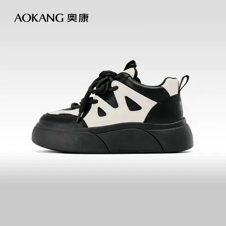 奥康女鞋 2023秋季新款厚底轻便面包鞋小众设计丑萌老爹鞋板鞋图片