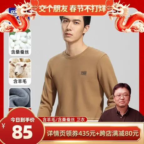 【春节不打烊】【含桑蚕丝+羊毛】罗蒙男士卫衣长袖百搭毛衣男装图片