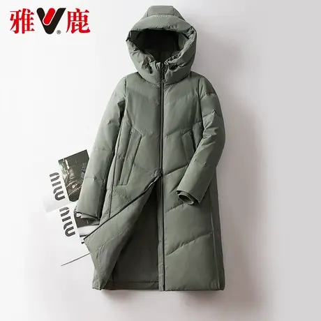 雅鹿连帽羽绒服女中长款2022冬季新款时尚百搭保暖加厚保暖外套潮商品大图