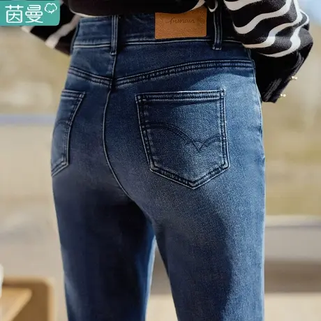 茵曼微喇牛仔裤女士2023年秋季新款高腰显瘦喇叭裤直筒裤长裤春秋图片