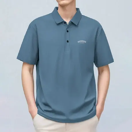 冰丝无痕翻领polo衫短袖t恤男装保罗有领上衣服潮流字母印花半袖商品大图