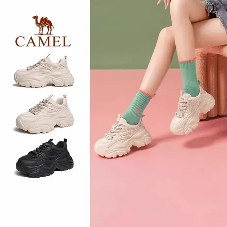 骆驼女鞋2025年夏季新款时尚厚底老爹鞋女舒适增高休闲鞋子女商品大图