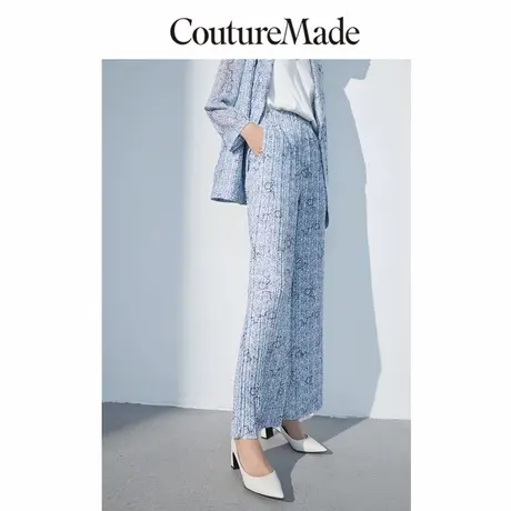 CoutureMade休闲裤夏季清仓女印花百褶宽松西装长裤for veromoda商品大图