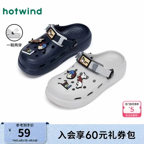 【晚心联名】热风男鞋2025年夏季新款外穿拖鞋包头凉拖沙滩洞洞鞋商品大图
