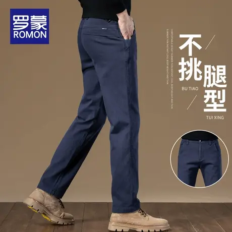罗蒙休闲裤男士2025新款宽松加绒长裤子男款秋冬季保暖加厚直筒裤商品大图