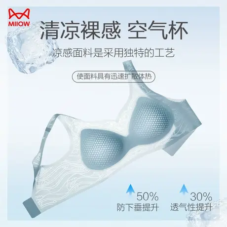 猫人无痕内衣女无钢圈小胸聚拢舒适运动薄款美背文胸收副乳防下垂商品大图