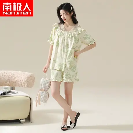 全棉睡衣女士2025新款夏季短袖短裤套装宽松家居服可外穿两件套商品大图