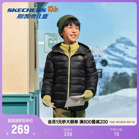 Skechers斯凯奇秋冬新款儿童舒适保暖中性风短款梭织羽绒外套上衣商品大图