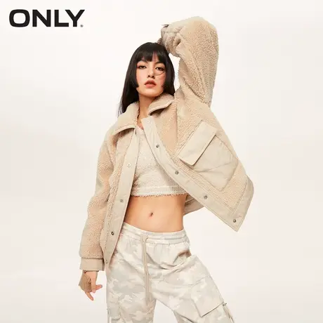 【ONLY奥莱】秋季百搭保暖翻领宽松毛绒双面棉服女图片