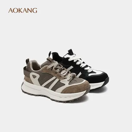 奥康 女鞋冬季薄绒保暖休闲鞋时尚百搭系带休闲鞋门店发货图片