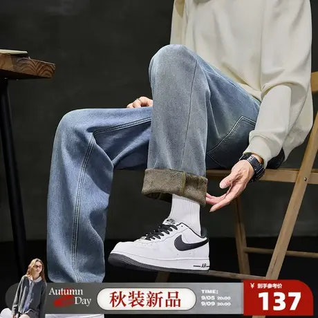 唐狮2025秋冬新款男牛仔裤宽松潮流休闲修身男裤百搭简约长裤商品大图