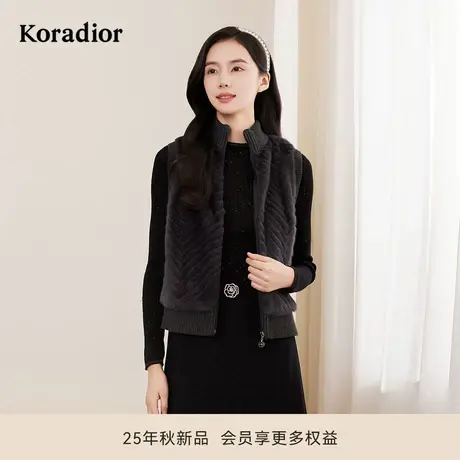 珂莱蒂尔秋季奢雅气质名媛风水貂毛马甲女短款皮草坎肩外套商品大图