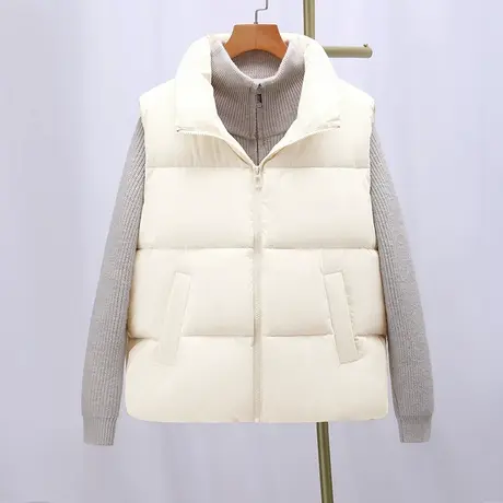 KHV真维斯白色加绒加厚棉马甲女冬2025新款可外穿外套小个子背心商品大图