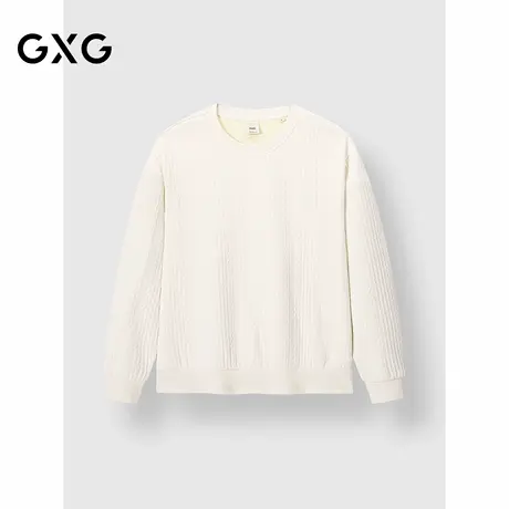 GXG男装 圆领卫衣简约肌理提花长袖上衣 2024冬季新品商品大图