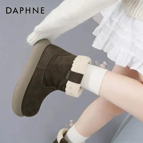 达芙妮雪地靴女2026新款冬季加绒加厚保暖棉鞋厚底增高短筒靴子女图片