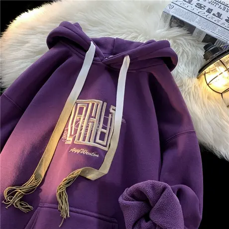 秋冬季新款美式重磅卫衣男生港风复古连帽外套潮牌2023新款上衣服图片