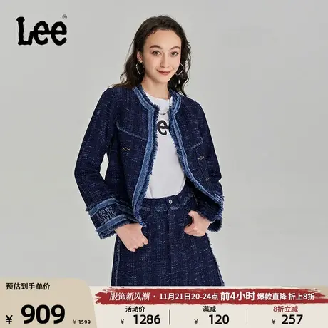 Lee商场同款23秋冬新品舒适版清水洗粗花呢毛边女外套LWT00662210图片