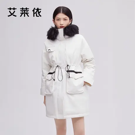 艾莱依新品鹅绒羽绒服女冬季高端气质大毛领加厚保暖连帽外套潮图片