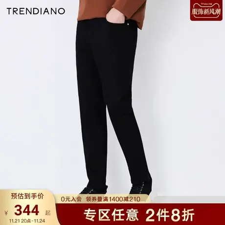 TRENDIANO官方潮牌秋冬季立体压花弹力修身牛仔裤休闲直筒长裤男商品大图