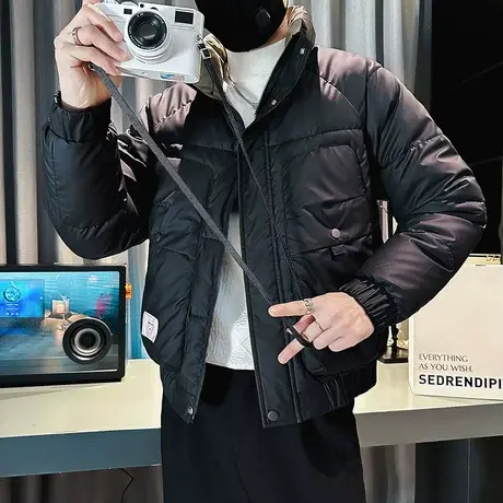 冬季加厚保暖棉服网红潮牌潮流INS个性短款棉衣大口袋工装外套商品大图