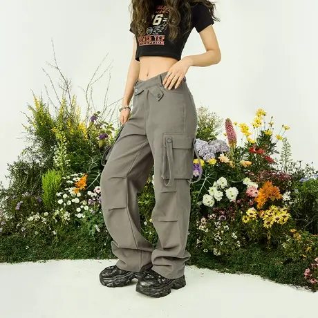 设计感美式工装裤女2024新款春秋宽松显瘦直筒裤复古哈伦休闲裤潮商品大图